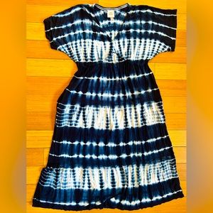 Blue tie die maxi dress
